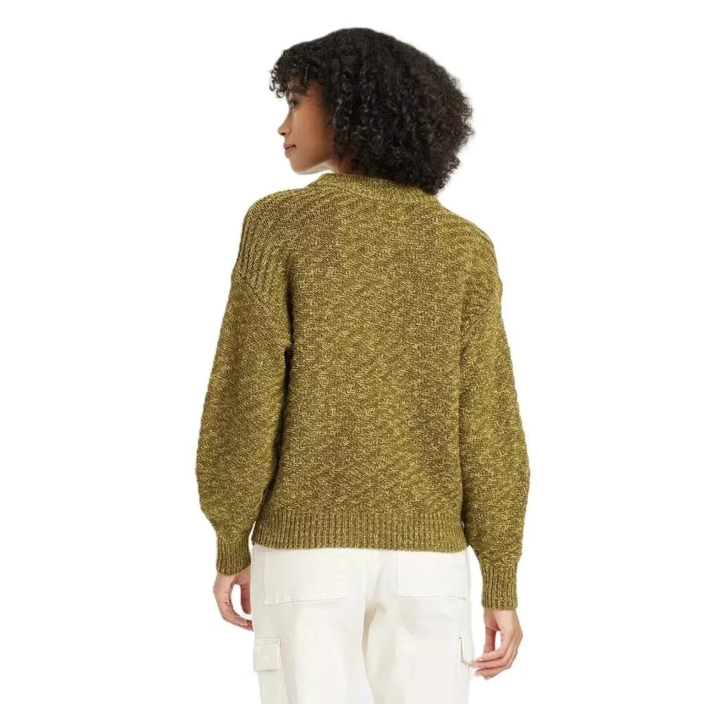Universal Thread Green Shades Cable Knit Pullover Crewneck Sweater -- Size XS